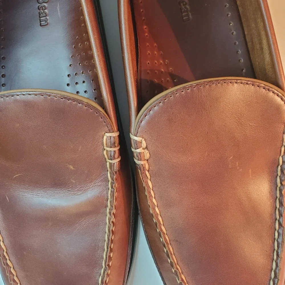 LL Bean Mens Handsewn Moccasins Brown Leather Loafers Slip On Shoes 11 D 299805